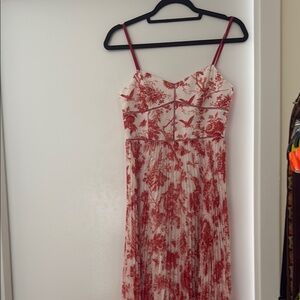 Floral Red and White Dress